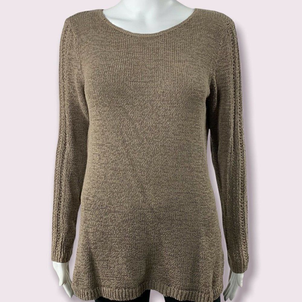 Rachel Zoe Sweater Knit Long Sleeve Crewneck Taupe Size L - Picture 3 of 8